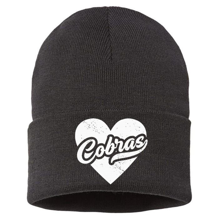 Vintage Cobras High School Spirit Go Cobras Love Sustainable Knit Beanie