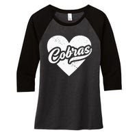 Vintage Cobras High School Spirit Go Cobras Love Women's Tri-Blend 3/4-Sleeve Raglan Shirt