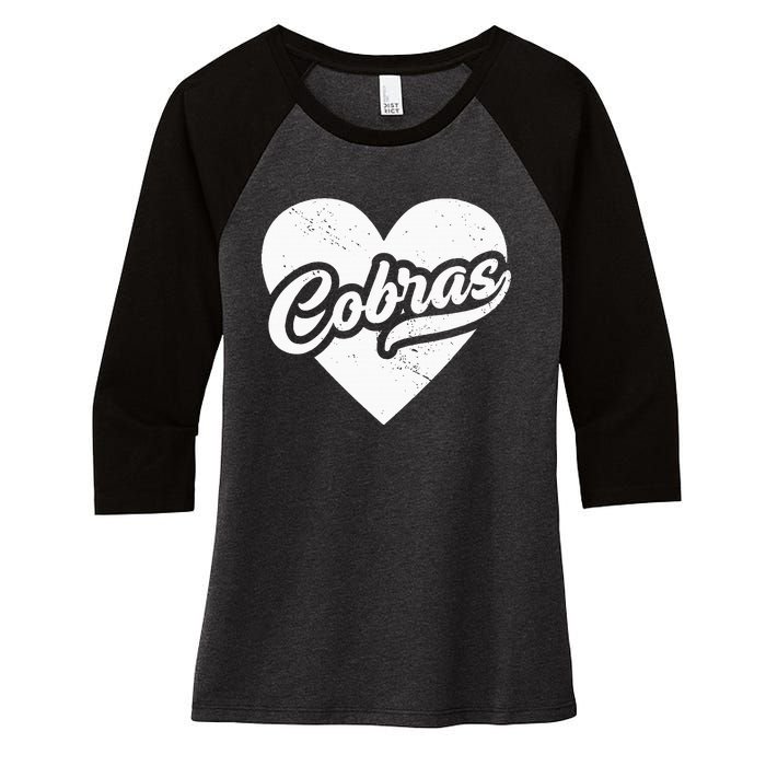 Vintage Cobras High School Spirit Go Cobras Love Women's Tri-Blend 3/4-Sleeve Raglan Shirt