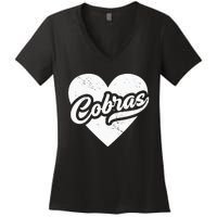 Vintage Cobras High School Spirit Go Cobras Love Women's V-Neck T-Shirt