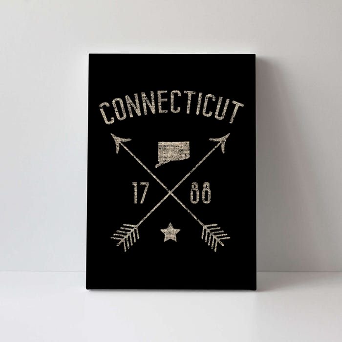 Vintage Connecticut Home State Map Distressed Arrows Canvas