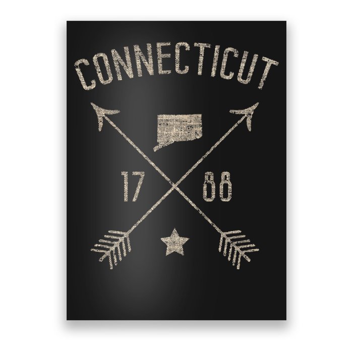 Vintage Connecticut Home State Map Distressed Arrows Poster