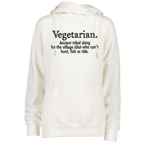 Vegetarian Cant Hunt Fish Funny Womens Funnel Neck Pullover Hood