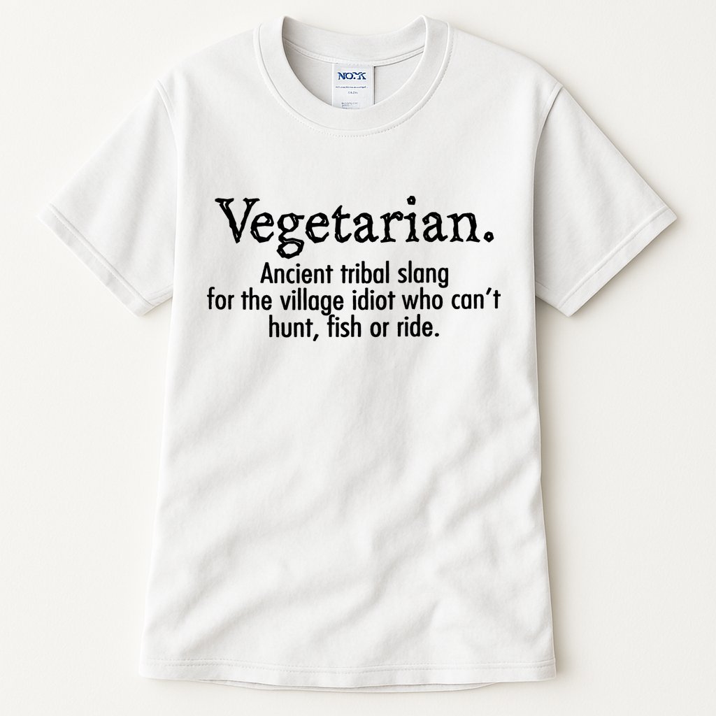 Vegetarian Cant Hunt Fish Funny Tall T-Shirt