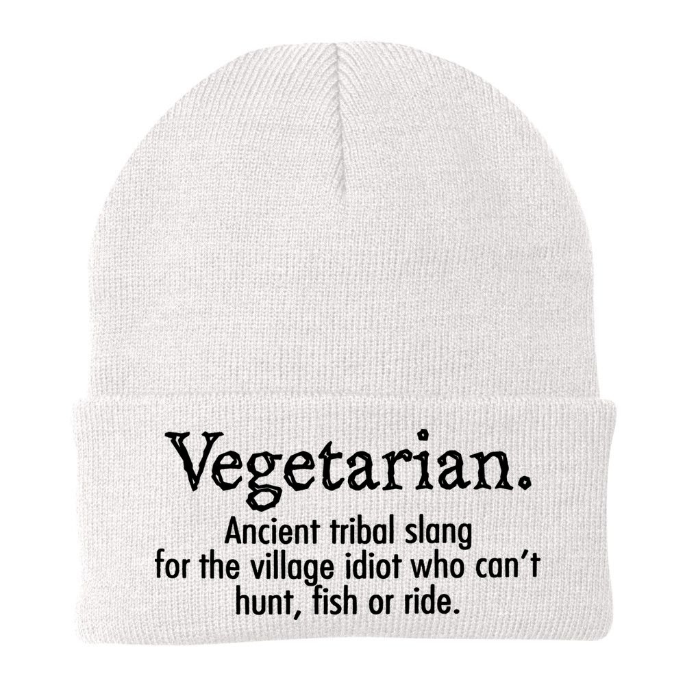 Vegetarian Cant Hunt Fish Funny Beanie