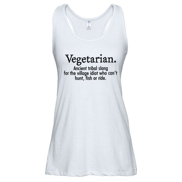 Vegetarian Cant Hunt Fish Funny Ladies Essential Flowy Tank