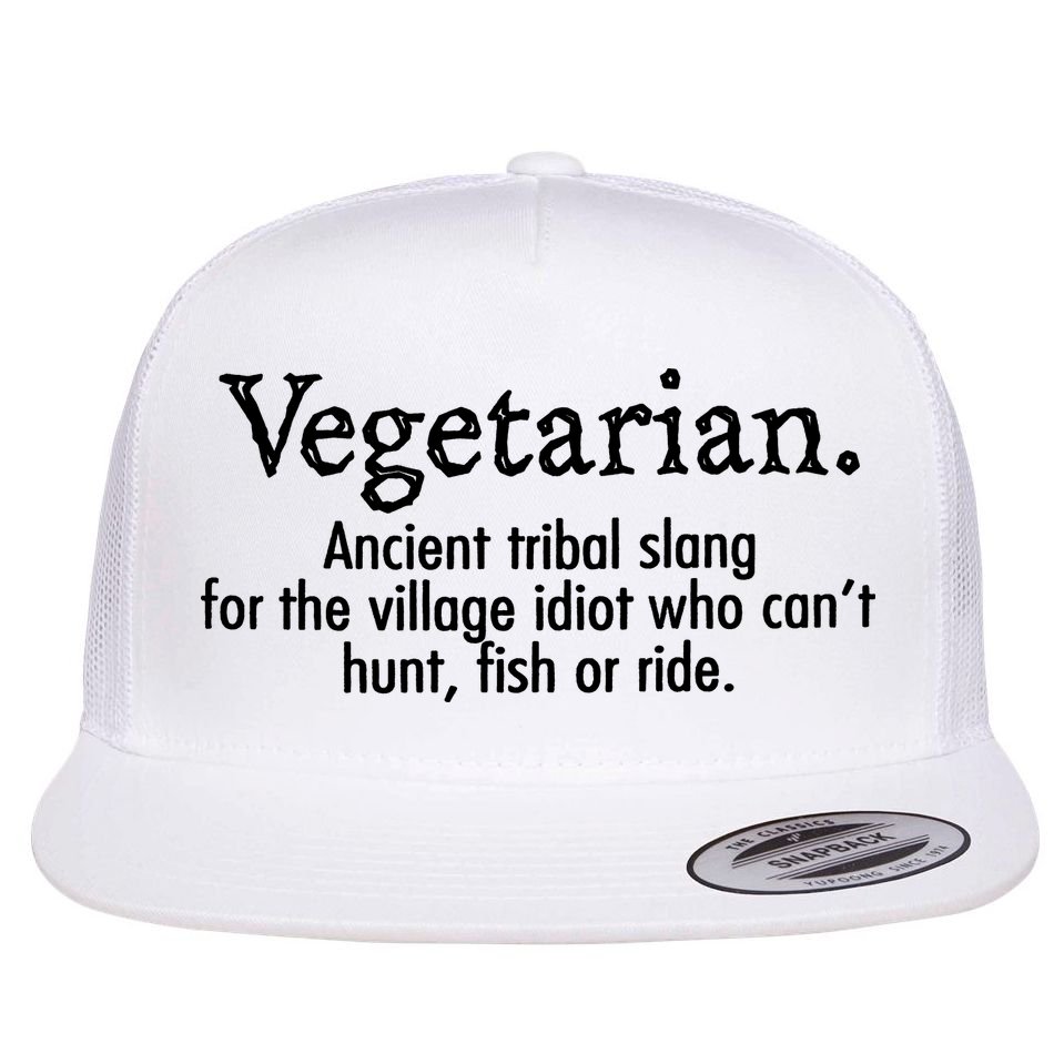 Vegetarian Cant Hunt Fish Funny Flat Bill Trucker Hat