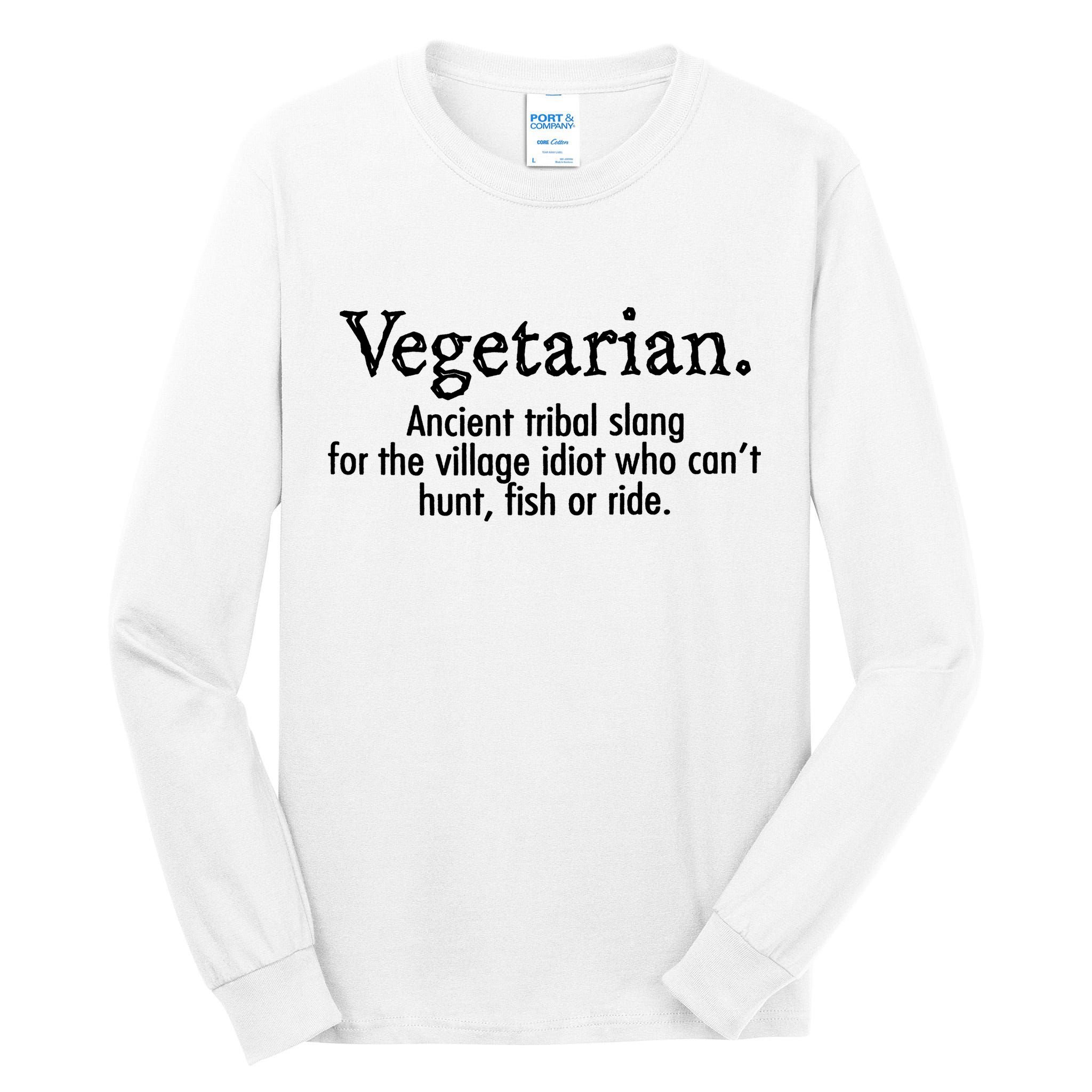 Vegetarian Cant Hunt Fish Funny Tall Long Sleeve T-Shirt