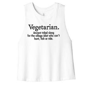 Vegetarian Cant Hunt Fish Funny Women's Racerback Cropped Tank