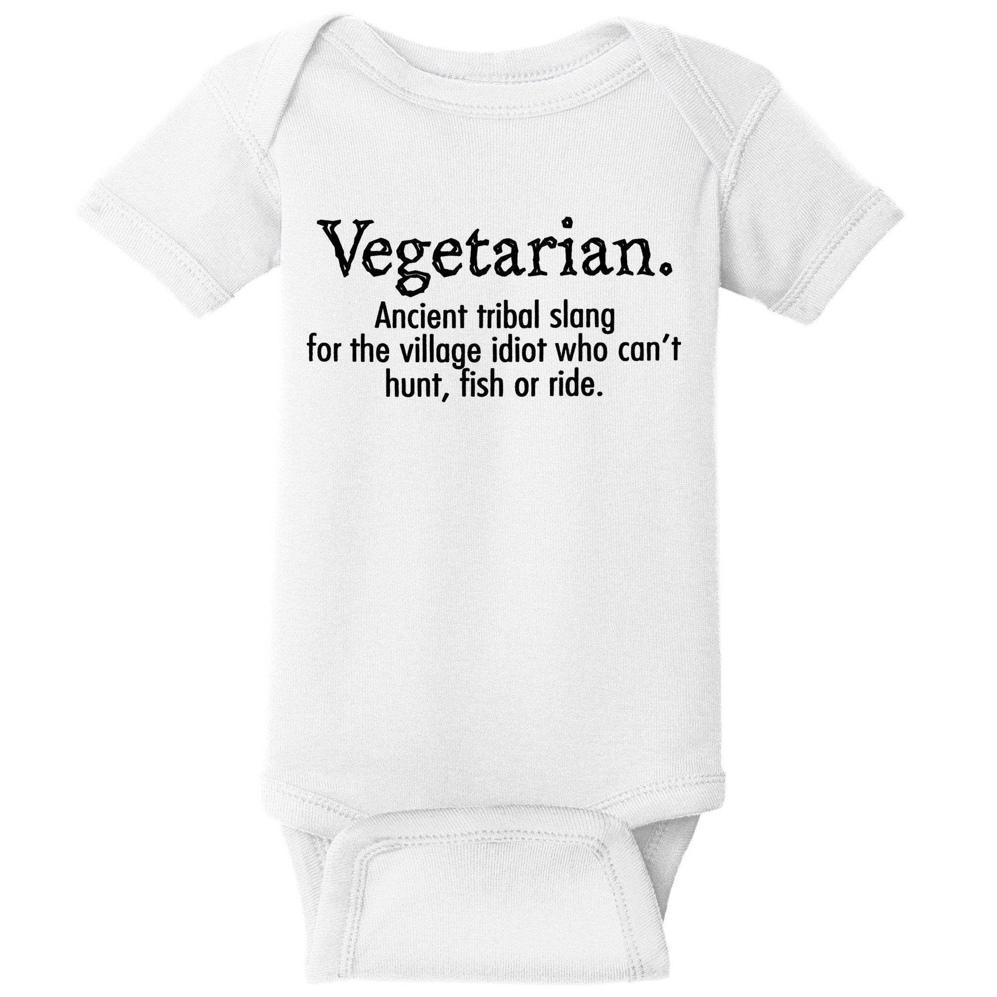 Vegetarian Cant Hunt Fish Funny Baby Bodysuit