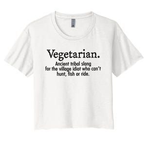 Vegetarian Cant Hunt Fish Funny Women's Crop Top Tee