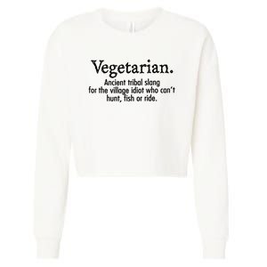 Vegetarian Cant Hunt Fish Funny Cropped Pullover Crew