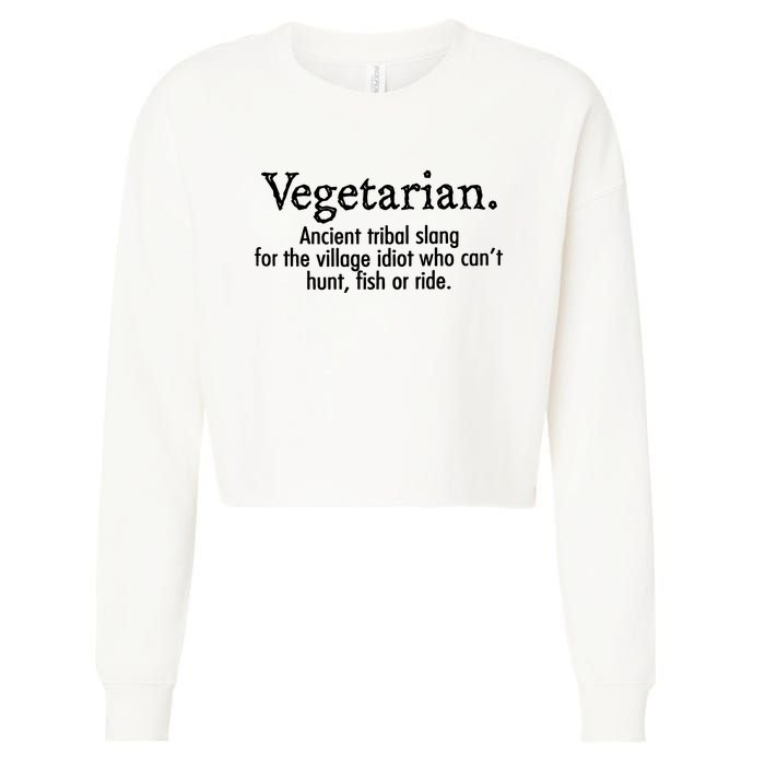 Vegetarian Cant Hunt Fish Funny Cropped Pullover Crew