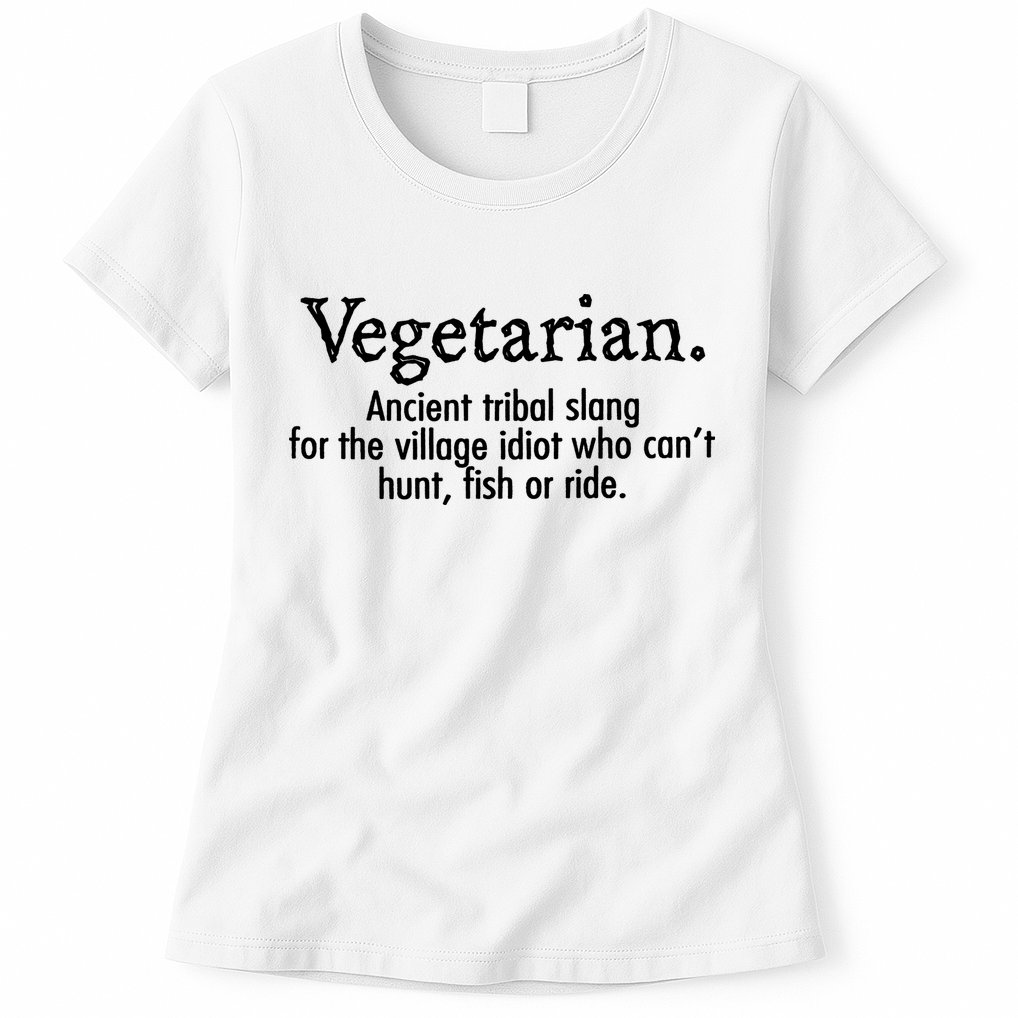 Vegetarian Cant Hunt Fish Funny Womens T-Shirt
