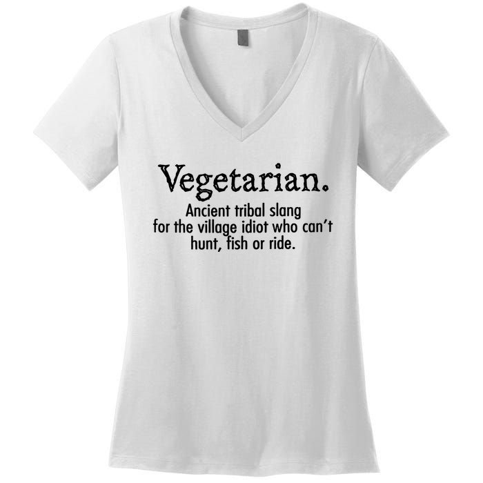 Vegetarian Cant Hunt Fish Funny Women's V-Neck T-Shirt