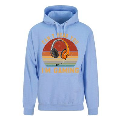 Vintage Can't Hear You I'm Gaming Lover Video Gamer Cute Gift Unisex Surf Hoodie