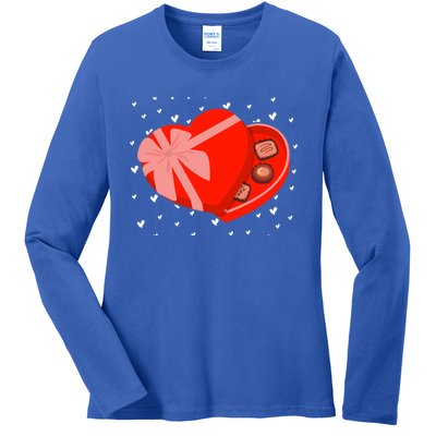 Valentines Chocolate Heart Shape Chocolate Hearts Cocoa Gift Ladies Long Sleeve Shirt