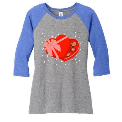 Valentines Chocolate Heart Shape Chocolate Hearts Cocoa Gift Women's Tri-Blend 3/4-Sleeve Raglan Shirt