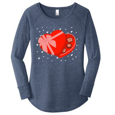 Valentines Chocolate Heart Shape Chocolate Hearts Cocoa Gift Women's Perfect Tri Tunic Long Sleeve Shirt