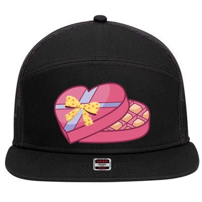 Valentines Chocolate Heart Shape Chocolate Hearts Cocoa Cool Gift 7 Panel Mesh Trucker Snapback Hat