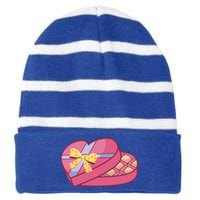 Valentines Chocolate Heart Shape Chocolate Hearts Cocoa Cool Gift Striped Beanie with Solid Band