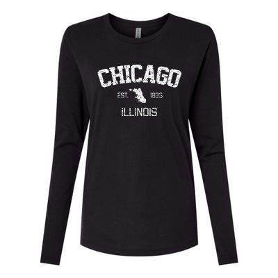 Vintage Chicago Illinois Est. 1833 Souvenir Womens Cotton Relaxed Long Sleeve T-Shirt