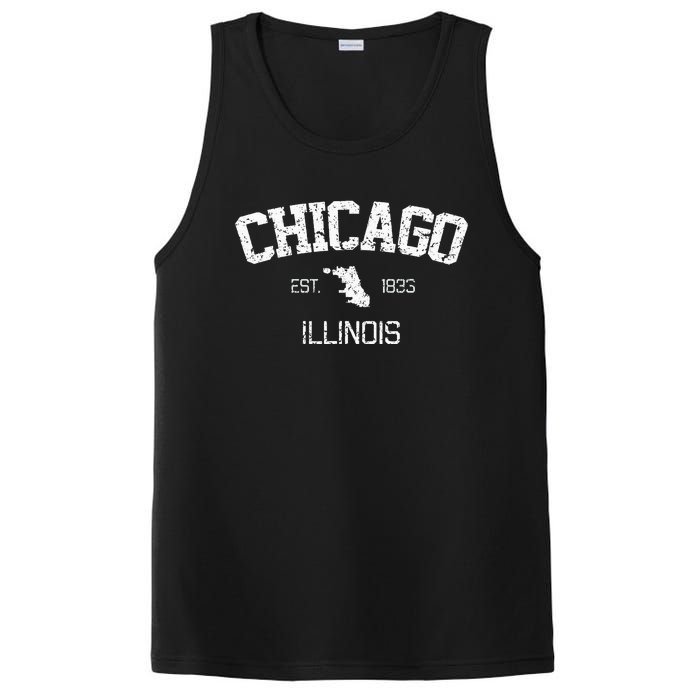 Vintage Chicago Illinois Est. 1833 Souvenir PosiCharge Competitor Tank