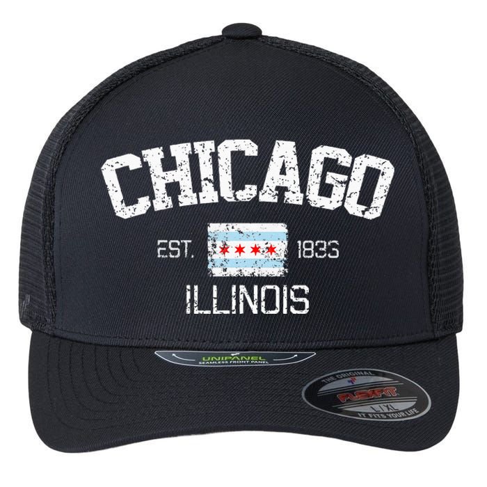 Vintage Chicago Illinois Est. 1833 Souvenir Flexfit Unipanel Trucker Cap