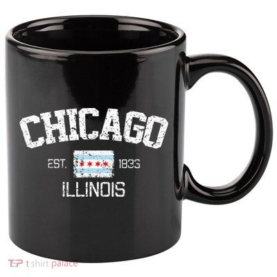 Vintage Chicago Illinois Est. 1833 Souvenir 11oz C Handle Ceramic Mug
