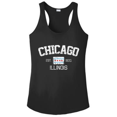 Vintage Chicago Illinois Est. 1833 Souvenir Ladies PosiCharge Competitor Racerback Tank