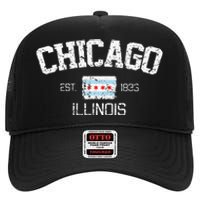 Vintage Chicago Illinois Est. 1833 Gift High Crown Mesh Back Trucker Hat