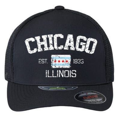 Vintage Chicago Illinois Est. 1833 Gift Flexfit Unipanel Trucker Cap