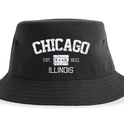 Vintage Chicago Illinois Est. 1833 Gift Sustainable Bucket Hat