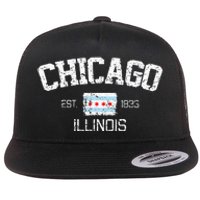 Vintage Chicago Illinois Est. 1833 Gift Flat Bill Trucker Hat