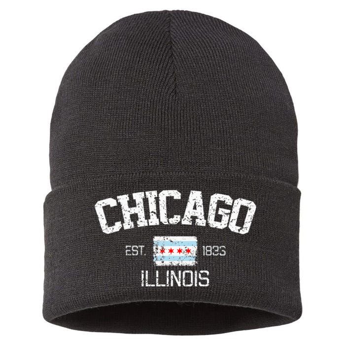 Vintage Chicago Illinois Est. 1833 Gift Sustainable Knit Beanie