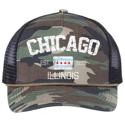 Vintage Chicago Illinois Est. 1833 Gift Retro Rope Trucker Hat Cap