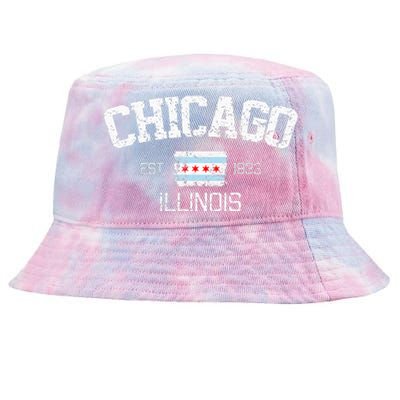 Vintage Chicago Illinois Est. 1833 Gift Tie-Dyed Bucket Hat