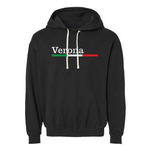 Verona Città Italiana Bandiera Italia Maglietta Garment-Dyed Fleece Hoodie