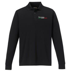 Verona Città Italiana Bandiera Italia Maglietta Performance Long Sleeve Polo