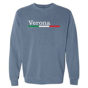 Verona Città Italiana Bandiera Italia Maglietta Garment-Dyed Sweatshirt