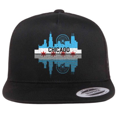 Vintage Chicago Illinois Flag Tees Skyline Flatbill Hat