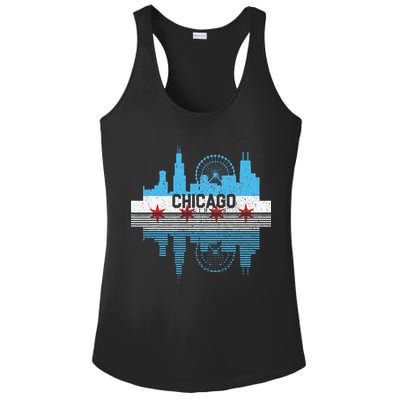 Vintage Chicago Illinois Flag Tees Skyline Ladies PosiCharge Competitor Racerback Tank