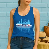 Vintage Chicago Illinois Flag Tees Skyline Womens Tank Top