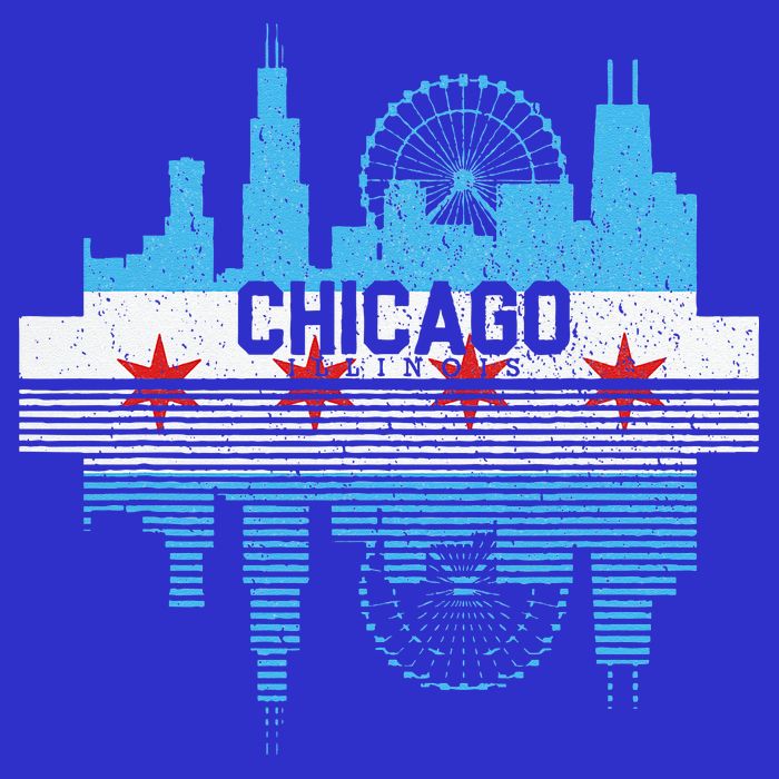 Vintage Chicago Illinois Flag Tees Skyline Womens Tank Top