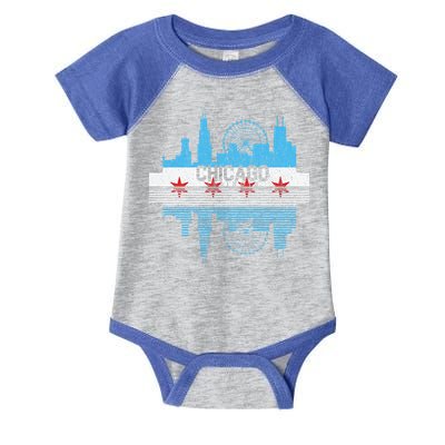 Vintage Chicago Illinois Flag Tees Skyline Infant Baby Jersey Bodysuit