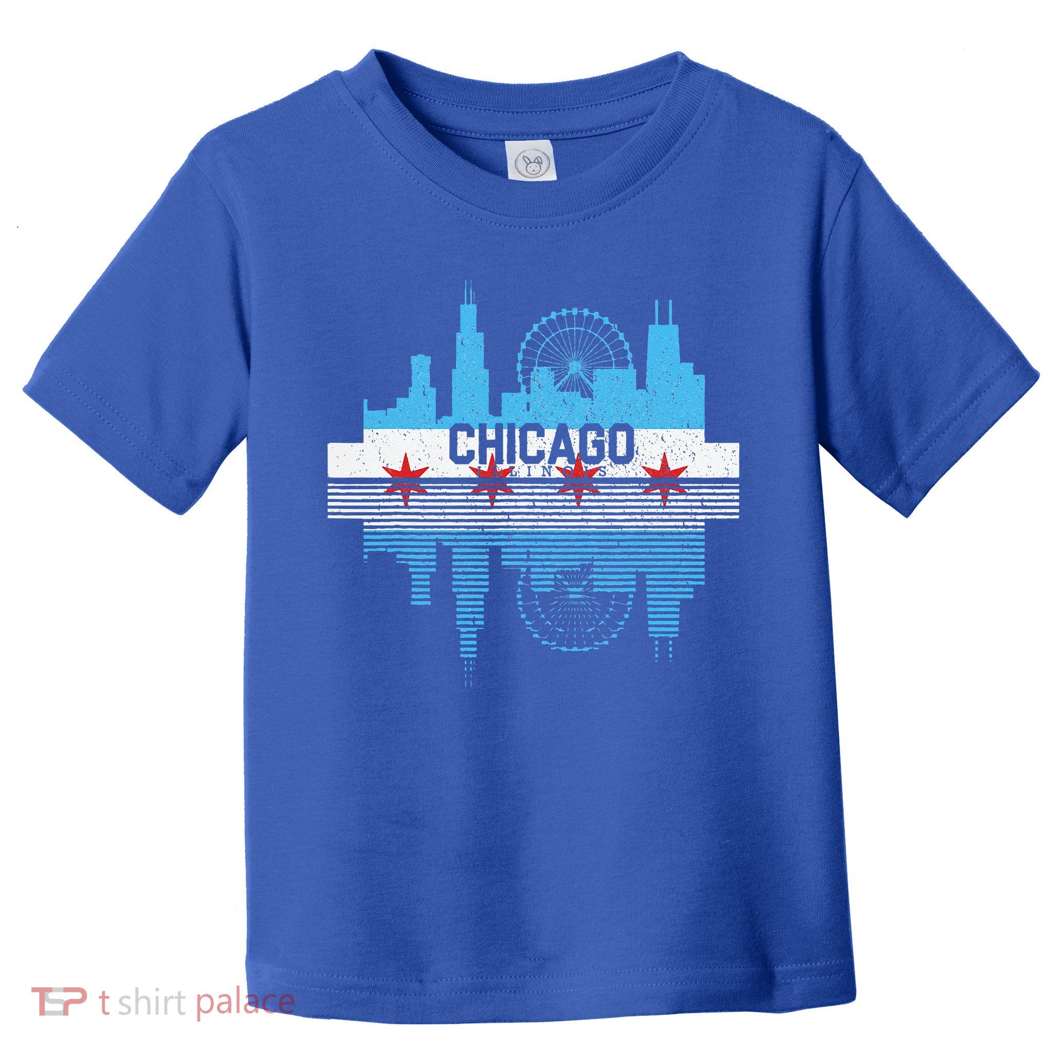 Vintage Chicago Illinois Flag Tees Skyline Toddler T-Shirt