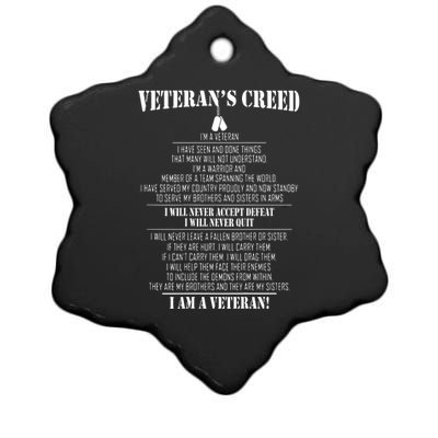 Veteran's Creed I'm A Veteran Ceramic Star Ornament