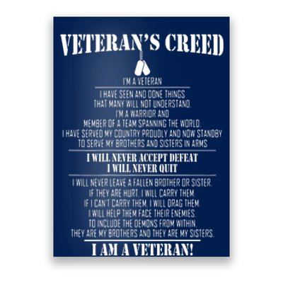 Veteran's Creed I'm A Veteran Poster