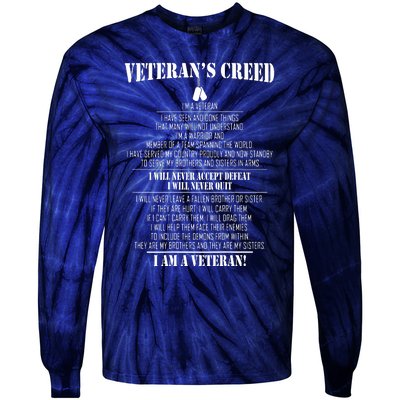 Veteran's Creed I'm A Veteran Tie-Dye Long Sleeve Shirt