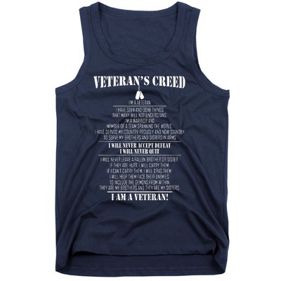 Veteran's Creed I'm A Veteran Tank Top